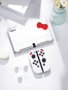 1 pieza Estuche protector con diseño de lazo rosa lindo, compatible con Switch 2 (2025), adecuado para Switch OLED/Switch NS, con bolsa de almacenamiento, ranura para tarjetas, soporte para tarjetas de juego, cubierta protectora para consola Switch, mejor regalo para jugadores de Switch - Multicolor - Ver 4