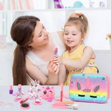 Kids Washable Makeup Girl Toys - Real Makeup Kit Kid Make Up Set For Toddlers Children Princess Dress Up Christmas Birthday Gifts Toys For 3 4 5 6 7 8 9 10 11 12 Year Old Girls - Multicolor - View 3