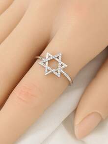1 Fashionable And Personalized Star Hollow Inlaid Zirconia Ring, Simple And Versatile For Daily Wear, Can Be Given As A Gift To Friends - Star Ring - View 10