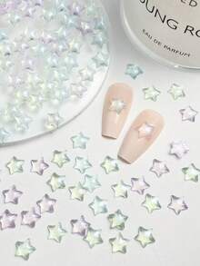 50Pcs Random Mixed ABS Cartoon Stars Nail Charms Translucent Stars Cute Nail Art Accessories DIY - Multicolor - View 4