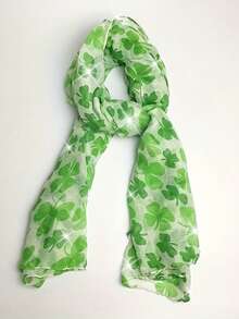 1条圣帕特里克节爱尔兰三叶草围巾，节日礼物，圣帕特里克节围巾，女士头巾，女士围巾 - 綠色 - 查看 2