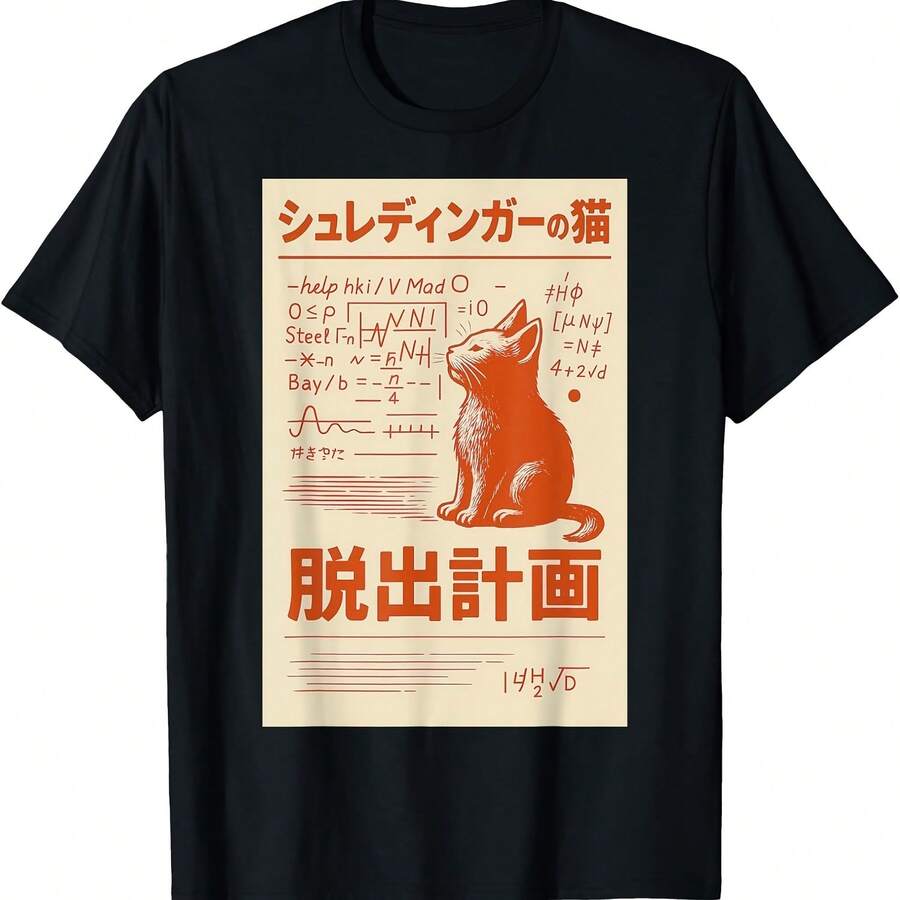 Camiseta divertida de Scodingers Cat Nerd Scientific Math Physics Humor - Negro 1 - Ver 1