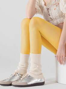 1 đôi tất lụa mỏng màu vàng gợi cảm dành cho nữ, đa năng, thoải mái, thoáng khí, thiết kế tối giản thời trang, chống xước, phù hợp cho mặc hàng ngày, công sở, dã ngoại, mùa xuân/thu. - Màu vàng - Xem 3