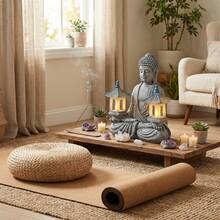 LUMIARTISAN Meditating Buddha Statue With Solar Lights, Zen Garden Decor For Home, Patio, Yard, Outdoor – Unique Gift For Women And Friends(Two Pavilions) - Hai Nhà Triển Lãm - Xem 9