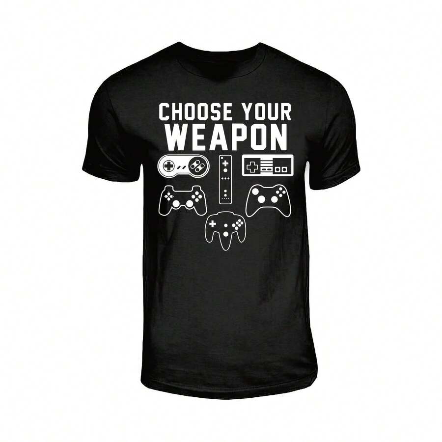 Playera Caballero Gamer Elige Tu Arma Control Videojuegos - Negro 3 - Ver 1