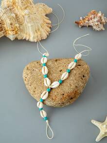 1pc Boho Style Handmade Rope & Turquoise Beads Toe Ring, Jewelry Gift Suitable For Beach Party - 26757-white - View 7