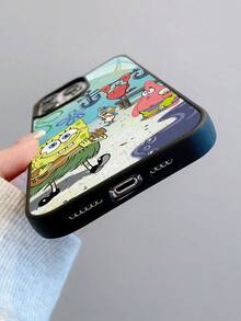 1pc Acrylic Cartoon Creative SpongeBob Squarepare Crab Boss Fitness Pattern Phone Case, Full Body Shockproof Protective Cover Compatible With IPhone 17/16/15/14/13/12/11 Pro Max And Other Models - Multicolor - View 7