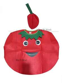 2件套趣味番茄服装套装（含头饰） - 男女通用成人水果妆容套装，轻盈透气面料，是各种节日、派对、角色扮演和主题活动的必备单品，充满乐趣 - 紅色 - 查看 5