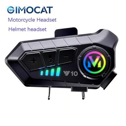 Casco Y10 para motocicleta, auriculares para casco, Bluetooth 5.3 de conexión rápida, batería de 1000mAh, cancelación de ruido inteligente, diseño ligero, esencial para motociclistas, auriculares Bluetooth para motocicleta