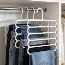 5/10pcs Space Saving Clothes Hanger,Multi-Function Closet Organizers And Storage,Non Slip Plastic Multi-Layer Clothing Rack,Suitable For Storing Pants Jeans Scarf Dorm Room Essentials For College Students - White - View 3