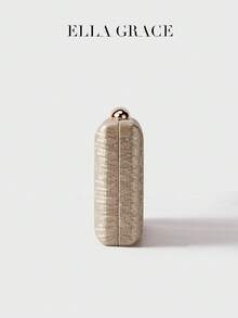 ELLA GRACE - 马赛克网状链条晚宴手拿包金色圆球迷你钱包优雅婚礼新娘派对魅力链条肩带手提包 - 灰色 - 查看 5