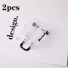 2pcs Mini Ultra Small Suitcase Storage Box With Retractable Wheels, Movable Transparent Jewelry Cute Box - Multicolor - View 12