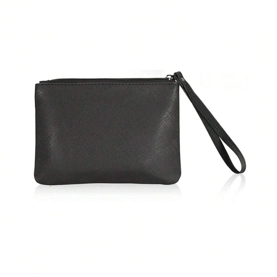 4.5 X 6.5 Clutch Stadium Approved, Leather Coin Purse For Women Wristlet Money Pouches For Cash Car Change With Zipper Lipstick Holder, Extra Small Makeup Bag For Purse Organizer Insert, Black - màu đen - Xem 1