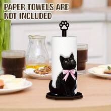Black Cat Shaped Kitchen Paper Towel Holder, Wooden Kitchen Paper Towel Rack, Single-Layer Cloth Rack, Vertical Kitchen Paper Towel Holder, Countertop Paper Towel Storage Rack, Tabletop Paper Towel Dispenser, Paper Towel And Cling Wrap Organizer - Classic Style B - View 4