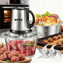 SPZTJK Food Processor With 2 Bowls, 2L Meat Grinder For Baby Food, Meat, Onion, Salads, Nuts, Vegetables Chopper, 2 Speed Food Processor Electric Vegetable Chopper, Garlic Press, Food Chopper, Masher, Stainless Steel Bowl+PC Bowl, Electric Dough Mixer - US A Type Plug(110-127V) - View 3