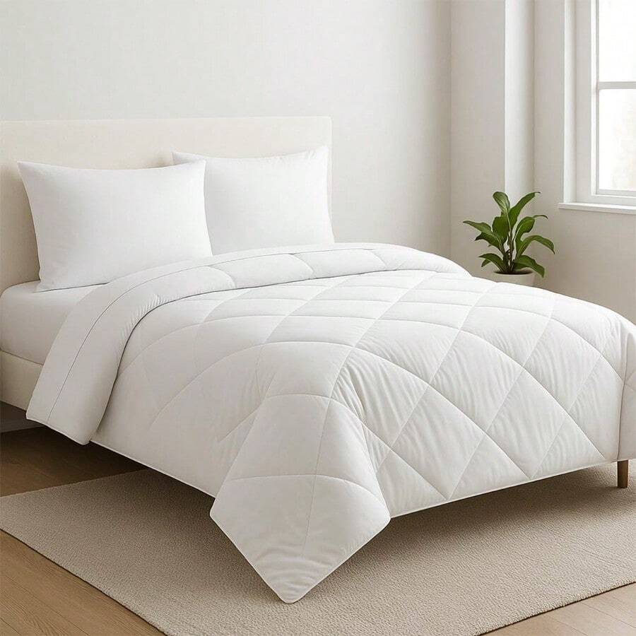 GAON. Juego de Edredon y Sabanas King Size Set de 6 Piezas para Cama Elegante suave con 2 Fundas de Almoahada Blanco - Blanco - Ver 1