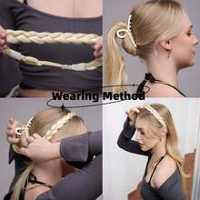 1 Pc Synthetic Premium Adjustable Handmade Wig Braided Elastic Band Hair Fashion Braiding Hair Headband Headwear For Women - Multicolor - View 8