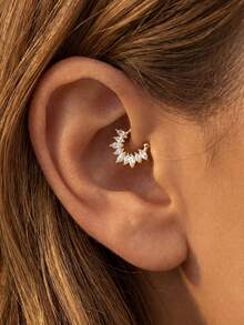 1pc 925 Sterling Silver Elegant Zirconia Earrings, Women's Anniversary Gift, Original Design, Luxurious & Exquisite Jewelry - Petal - View 1