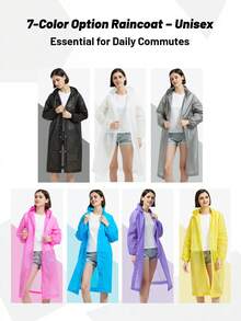 1/2件装男女通用可重复使用透明雨衣，适合日常通勤 - 7种鲜艳颜色，可调节袖口和抽绳兜帽，防风防水轻便雨衣，长款，是户外旅行、上学、工作、必备防风保暖、闺蜜节、送给小狗、嘉年华、派对装饰、春夏精选、伴娘礼物、房间、卧室装饰、海滩、旅行、男士、女士、度假、妇女节、旅行必备、婚礼回礼、Y2K、卧室、汽车配件、厨房装饰、可爱小物、母亲节礼物、卧室装饰、花园、厨房装饰、夏季、海滩、旅行必备、房间装饰、软萌玩具、毕业季的理想之选。 - 彩色 - 查看 31
