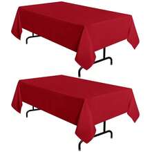 2 Pack Red Tablecloth 54 X 78 Inch, Rectangle 4 Feet Table Cloth - Stain And Wrinkle Resistant Washable Polyester Table Cover For Dining Tables, Buffet Parties And Camping - Red - View 1