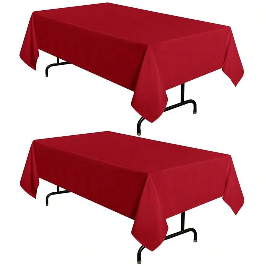 2 Pack Red Tablecloth 54 X 78 Inch, Rectangle 4 Feet Table Cloth - Stain And Wrinkle Resistant Washable Polyester Table Cover For Dining Tables, Buffet Parties And Camping - Red - View 1