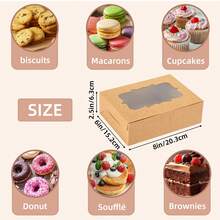 Tomnk 48pcs 8x6x2.5 Inches Bakery Boxes, Cookie Boxes, Treat Boxes With 3 Style Window, For Chocolate Strawberries Muffins Donuts And Party Favor, White/Brown, For Mother's Day, Wedding, Party - Nhiều màu - Xem 3