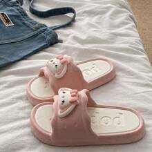 女士夏季新款EVA拖鞋，可爱甜美，厚底防滑，舒适柔软单带凉鞋 - 粉紅白色 - 查看 2