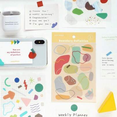 1 Pack 2PCS Die-Cut Stickers, Creative Inspirational Line Fantasy Series PVC Writing Paper, Suitable For Tablet, Phone, Planner Decoration, Minimalist Icon Markers & Labels, Back To School Essential