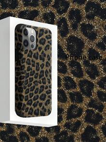 Cheetah,Leopard Print 1pc Glitter Leopard Pattern Faux Leather Shock-Resistant Soft Phone Case With Sound Enhancing Design, Suitable Compatible With Apple 17 Pro Max/16 Pro Max/16 Plus/13 Pro Max/14 Pro Max 13 14 11 12 Pro 11/15 Pro, Galaxy S24 Ultra, Holiday Gift - Black - View 6