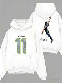 JSN - Jaxon Smith-Njigba 'POSTERIZED' For The 12s Cotton Hoodie Sweatshirt T-Shirt (Made In US), JSN Nation Fit, Seahawks Game Day Fits, Gift For Football Fans, Football Graphic HoodieY2Y-W-Maija - 白色 - 查看 1