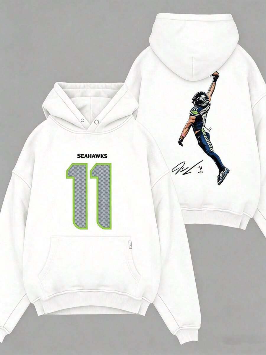 JSN - Jaxon Smith-Njigba 'POSTERIZED' For The 12s Cotton Hoodie Sweatshirt T-Shirt (Made In US), JSN Nation Fit, Seahawks Game Day Fits, Gift For Football Fans, Football Graphic HoodieY2Y-W-Maija - 白色 - 查看 1