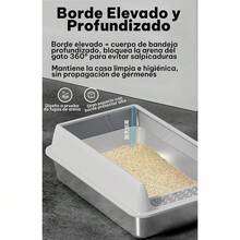 UNA MASCOTA Arenero Semicerrado para Gatos XL, Acero Inoxidable - Gris Claro - Ver 5