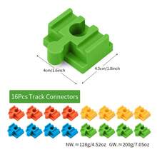 16 conectores de bloques de construcción de partículas grandes y vías de madera, 4 colores, compatibles con vías de tren de madera y bloques de construcción de partículas grandes para juego creativo - Colores mixtos - Ver 2