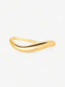 1 chiếc nhẫn cong tối giản bằng bạc sterling 925 thời trang, phù hợp với trang phục hàng ngày và phụ kiện dự tiệc cho nữ, món quà trang sức thanh lịch cổ điển. - Vàng - Xem 13