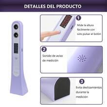 Dispositivo de medición de altura, medición de altura con un solo toque, visualización en tiempo real en pantalla LED digital, compatible con conversión de centímetros y pies, diseño portátil para un uso doméstico sin esfuerzo, carga tipo C con mayor duración de la batería, apto para un rango de 30 a 200 cm. - Celeste - Ver 11