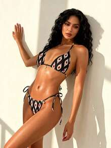 Bộ bikini gợi cảm mới về dành cho nữ, đồ bơi rời sành điệu cho kỳ nghỉ. - Đen và đỏ - Xem 1