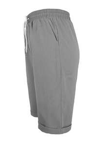 Jisfaneya Plus Size Women's Elastic-Waist Drawstring Versatile Casual Solid-Color Shorts Summer - Light Grey - View 5