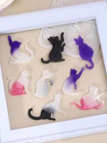1pc DIY Crystal Glue Cute Cat Earrings Keychains Silicone Mold, Suitable For Making Epoxy Resin Earrings, Keychains, Pendants And Decorations - White - View 3