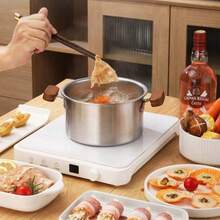 Juego de freidora multiusos de gran capacidad de acero inoxidable 304, con cesta y mango, apto para tempura, pinchos, patatas fritas, pollo frito, hervir leche, fideos, compatible con placa de inducción, herramienta esencial de cocina - Plateado - Ver 6