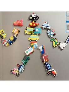 6pcs/12pcs Random Cartoon Car Soft Rubber Fridge Magnets, Creative Decorative Letter Magnetic Stickers, Mini - Multicolor - View 3