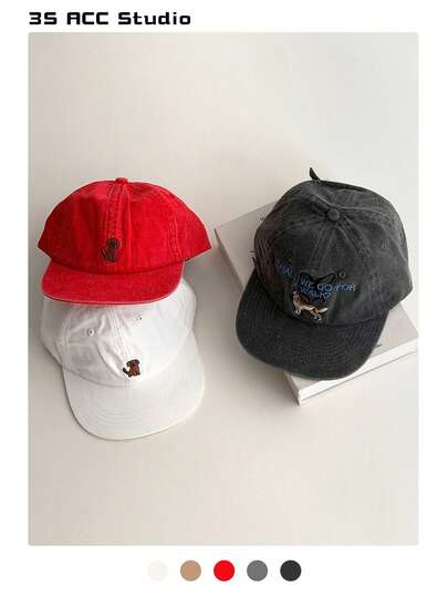 1pc Soft Crown Letter Embroidery Baseball Cap, Vintage Flat Brim Streetwear Hip Hop Snapback Hat, Suitable For Large Head Circumference, Autumn/Winter New Style