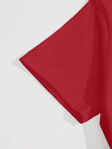 Customized Women's T-Shirt - Add Your Own Text And Images, Simple Spring/Summer Apparel, Customized (Family Photo/Selfie/Pet Photo/Friend Photo/Party Photo/Parent-Child Photo/Couple Photo) Customized Text/Blessing/Name, Fashionable, Stylish, Minimalist, Casual Unique, Casual Sportswear, Surprise Gift - Red - View 4