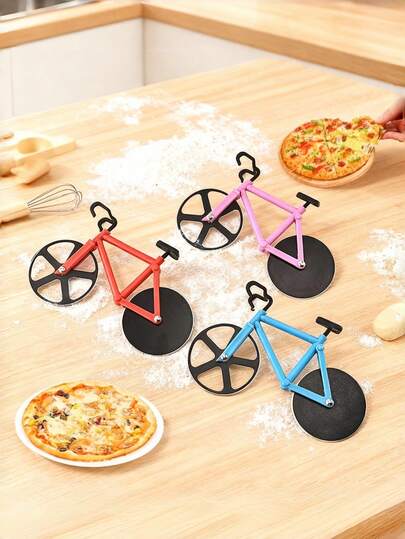 1 pieza Cortador de pizza de bicicleta, cuchillo de pizza de ruedas dobles creativo, divisor de pizza, cortador de pizza de bicicleta individual, cuchillo de pizza de acero inoxidable, adecuado para el hogar y la cocina profesional - Decoración divertida para fiestas de pizza - Herramienta de corte de pizza fácil de limpiar - Diseño divertido para entusiastas de la cocina
