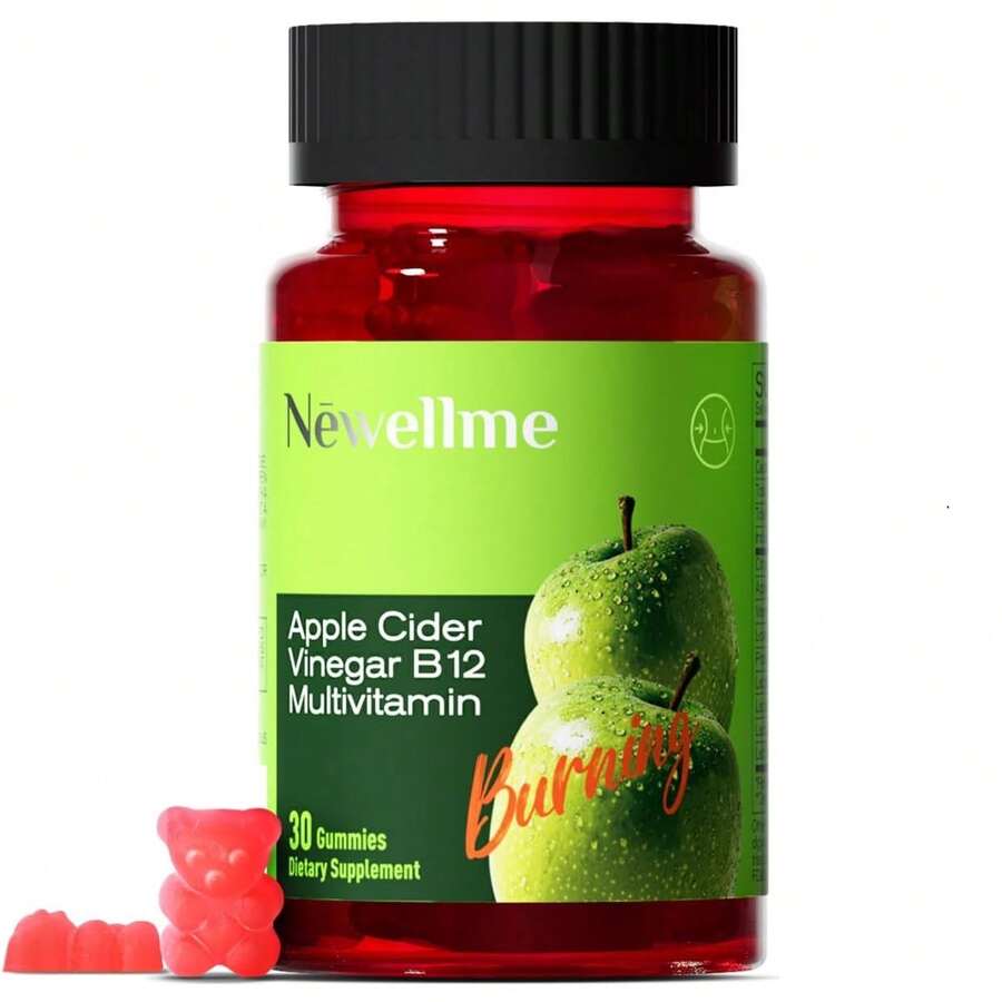 NEWELLME Sugar-Free Apple Cider Vinegar (ACV) Gummies With The Mother & B12, Vegan Organic Vitamin Gummies For Digestion, Energy & Metabolism,Gluten-Free, Multivitamin Support,120 Counts Weight Loss Free Shipping Wellness Vitamins Supplements Chlorophyll Creatina Monohidratada Vitamins Probiotics For Women Protein Powder Quick Ship Items  Creatina Colageno - 30 Count - View 1