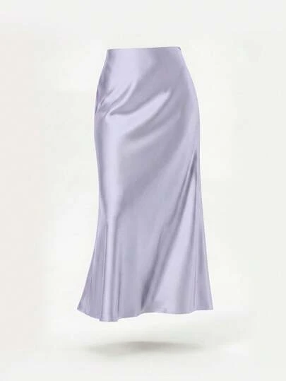 女士四季皆宜缎面弹力腰长裙