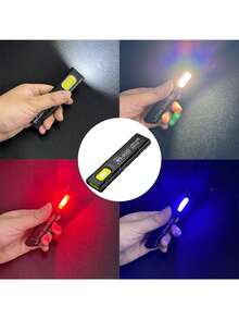 1pc Mini Ultra-Thin Flashlight, USB Rechargeable Home Emergency Light, COB Work Light, Red & Blue Strobe Light, With Clip, Portable Work Light, Adjustable Lighting Modes, Suitable For Camping, Fishing, Running, Walking Dogs, Hiking, Emergency Lighting - One Size - View 8