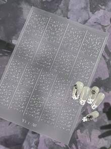 Kariertes Muster transparente Sprühlack Nail Art Sticker, 1 Stück Dual-Zweck Sticker und Accessoire französischer Herz-Design DIY Nail Sticker und Abziehbilder - Nagelzubehör und Nail Charms für Mädchen und Frauen - Herbst-Winter-Nägel für Nail Art Zuhause und Salon - Verschiedenfarbig - Übersicht 39