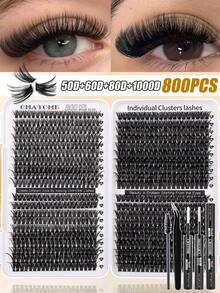 800/640/621-Piece Eyelash Extension Kit - DIY Eyelash Book, Including False Eyelashes, Glue, Tweezers, And Brush. Both Professionals And Beginners Can Easily Get Started, Making It Convenient For Home Use. Starter Eyelash Extension Kit: Includes False Eyelashes And Glue Tools, Allowing You To Easily Extend Your Eyelashes At Home Like A Professional. Professional Household Eyelash Extension Kit. - Multicolor - View 3