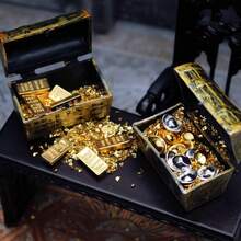 娃娃屋迷你金币和金条宝藏，珠宝盒娃娃屋配件装饰 - 彩色 - 查看 3