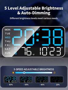 1 chiếc đồng hồ treo tường kỹ thuật số cỡ lớn tích hợp chức năng hiển thị nhiệt độ, lịch và báo thức - Lý tưởng cho phòng khách - Hoạt động êm ái và màn hình LED lớn, trang trí nhà cửa, quà tặng trang trí phòng, đồng hồ sinh nhật tốt nghiệp, trang trí tường phòng ngủ, trang trí ký túc xá, trang trí tựu trường. - Nhiều màu - Xem 8